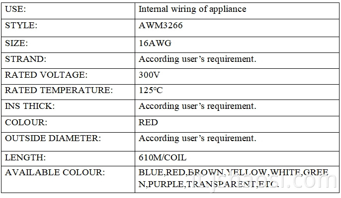 XLPE wire AWM3266 16# RED